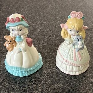 Charming Ceramic Figurine Set - Cream and Pink